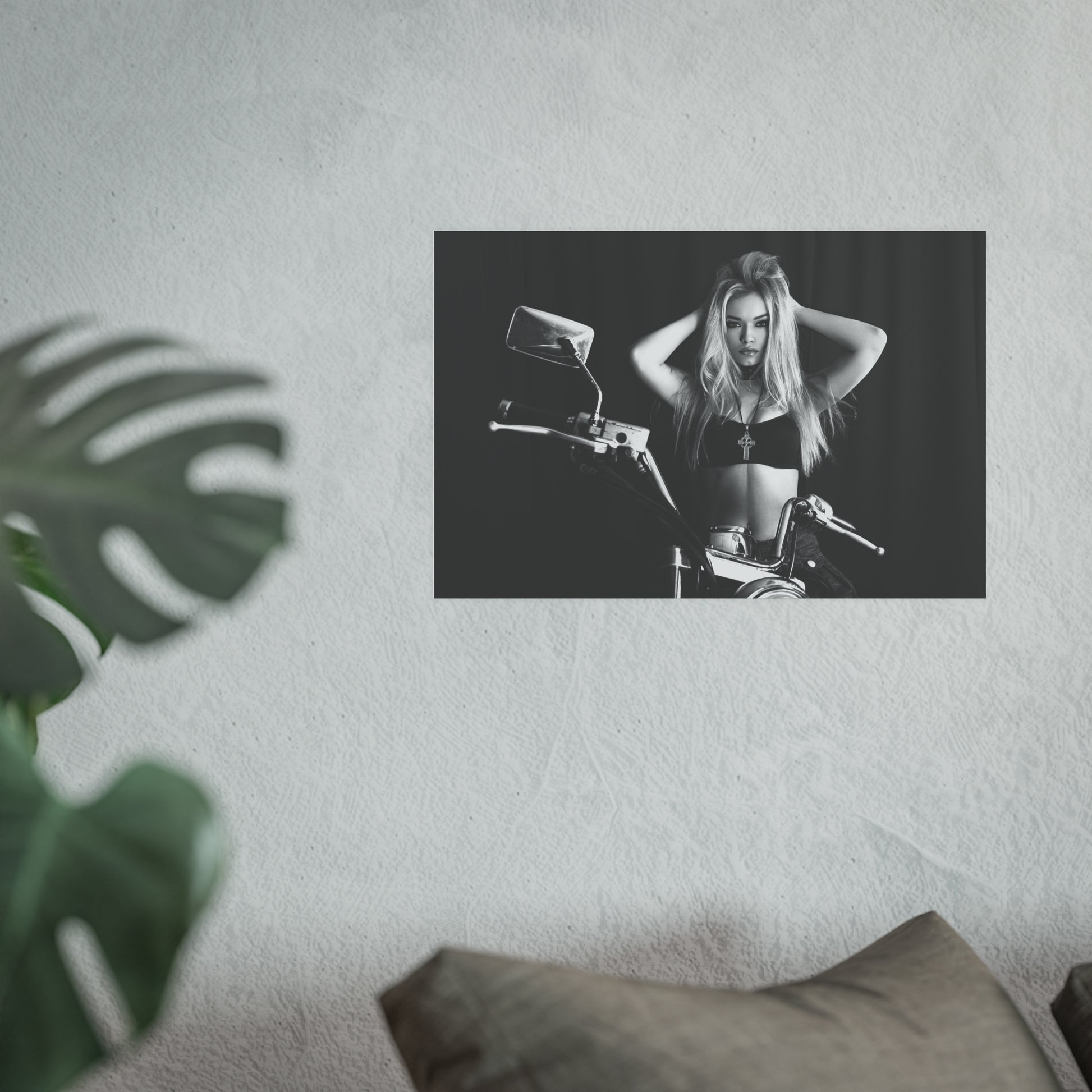 Blonde Biker Babe Satin and Archival Matte Poster