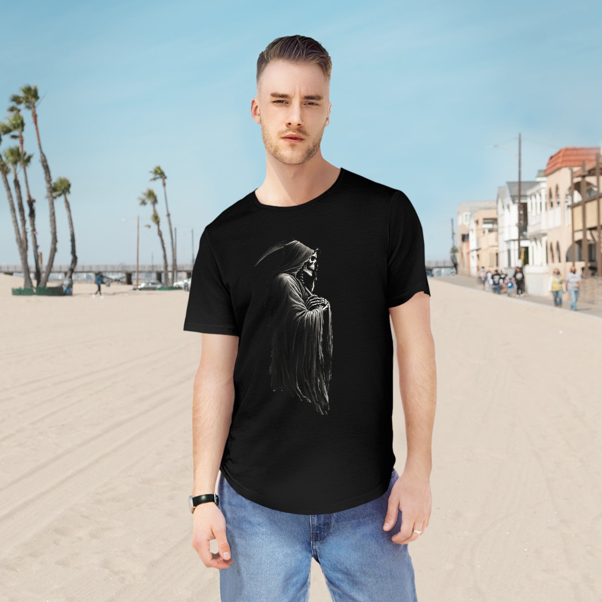 The Grim Reaper of Death-Men's Jersey Curved Hem Tee