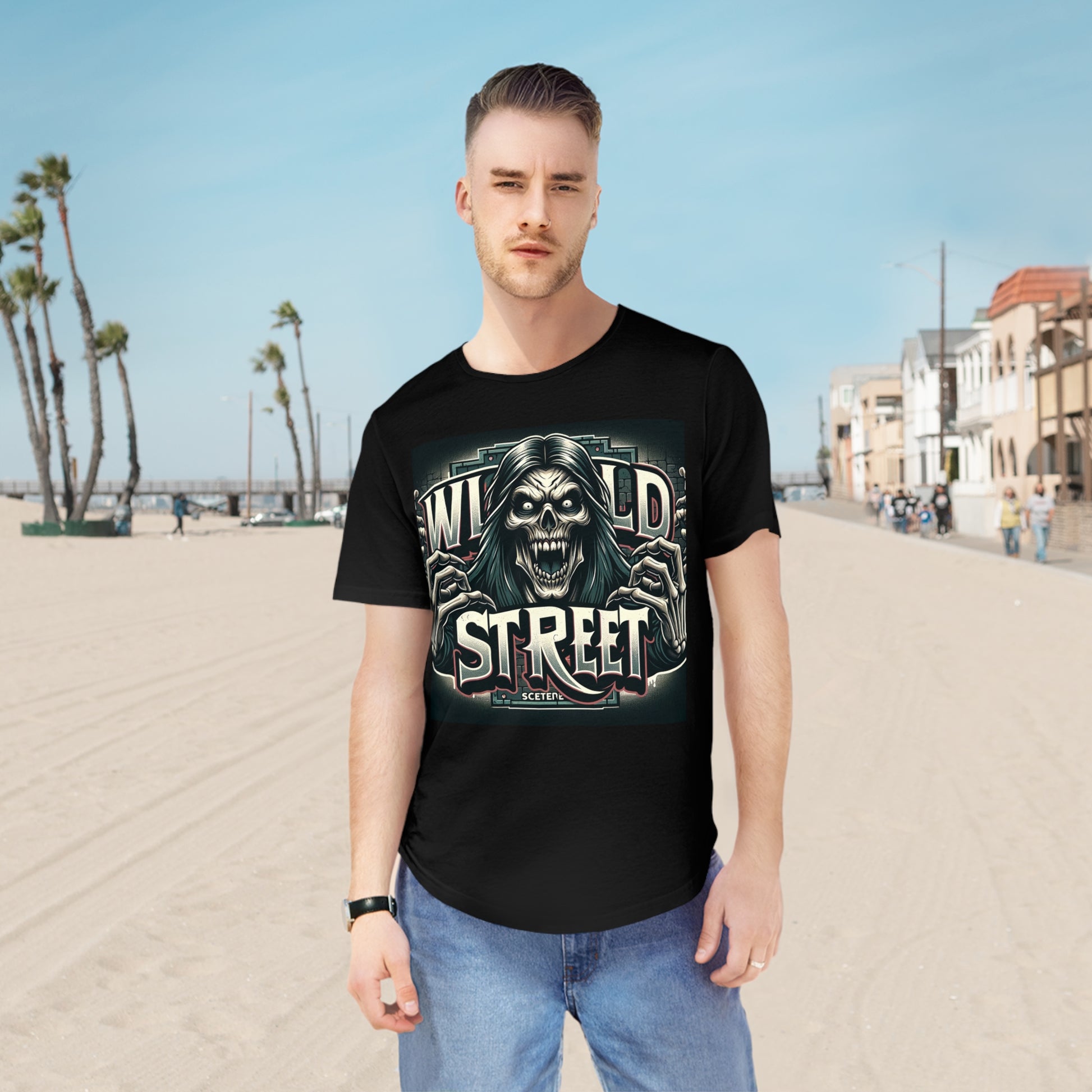 WILD STREET DEMON-Men's Jersey Curved Hem Tee