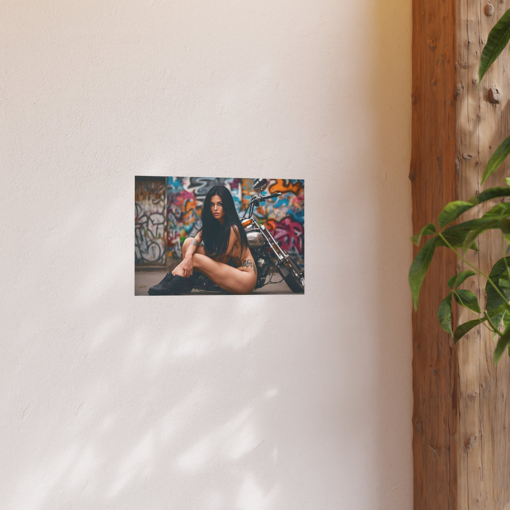 Tattooed Biker Babe-Edgy Art Poster - Urban Street Style, Home Decor, Wall Art, Tattoo Lovers, Unique Artwork