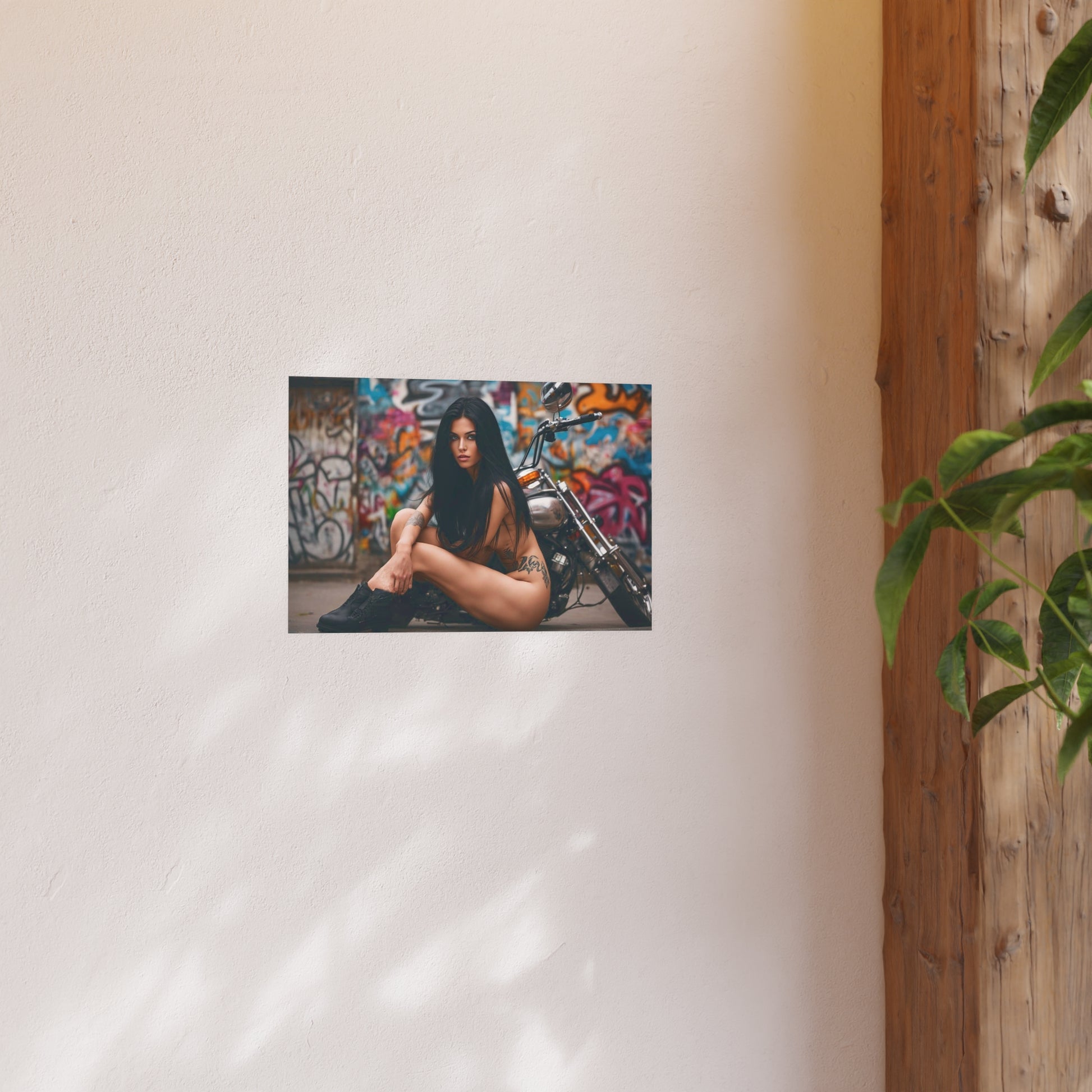 Tattooed Biker Babe-Edgy Art Poster - Urban Street Style, Home Decor, Wall Art, Tattoo Lovers, Unique Artwork