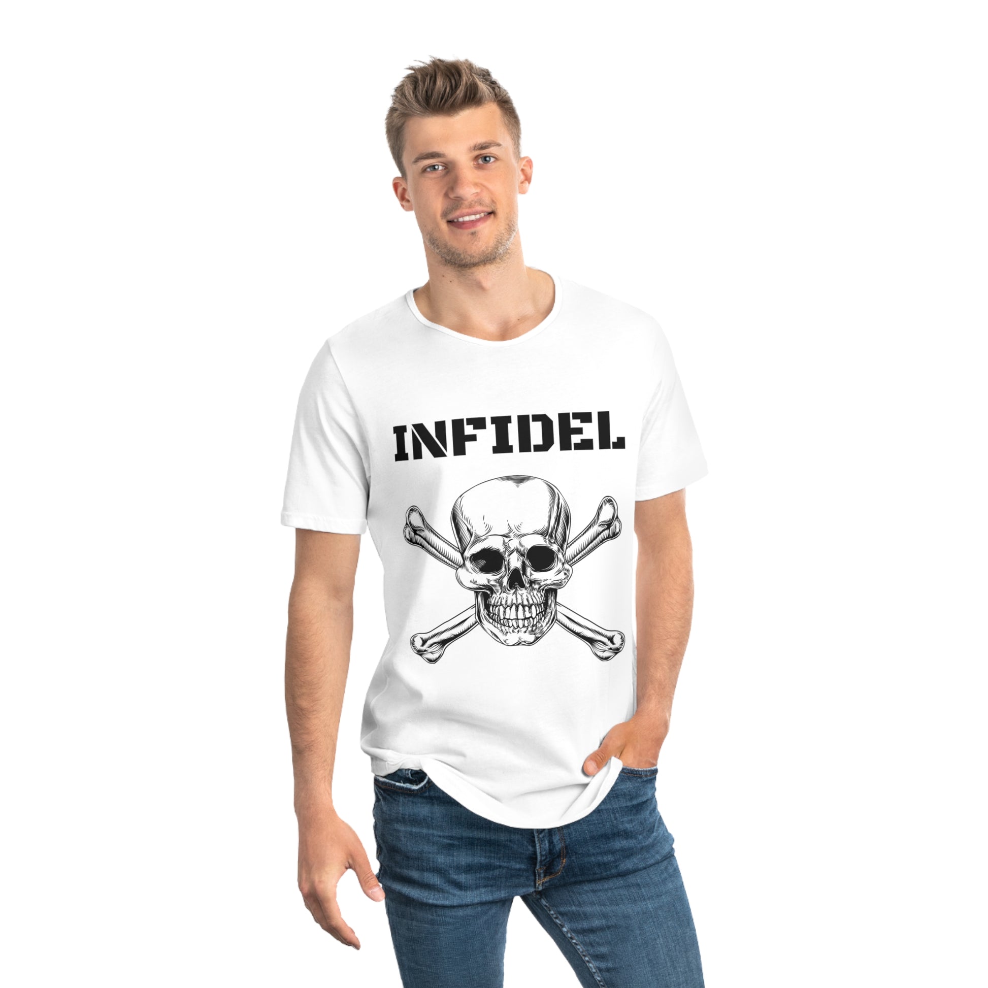 Skull and Crossbones-Infidel Skull Design, Casual Streetwear, Edgy Style, Unique Fashion Statement