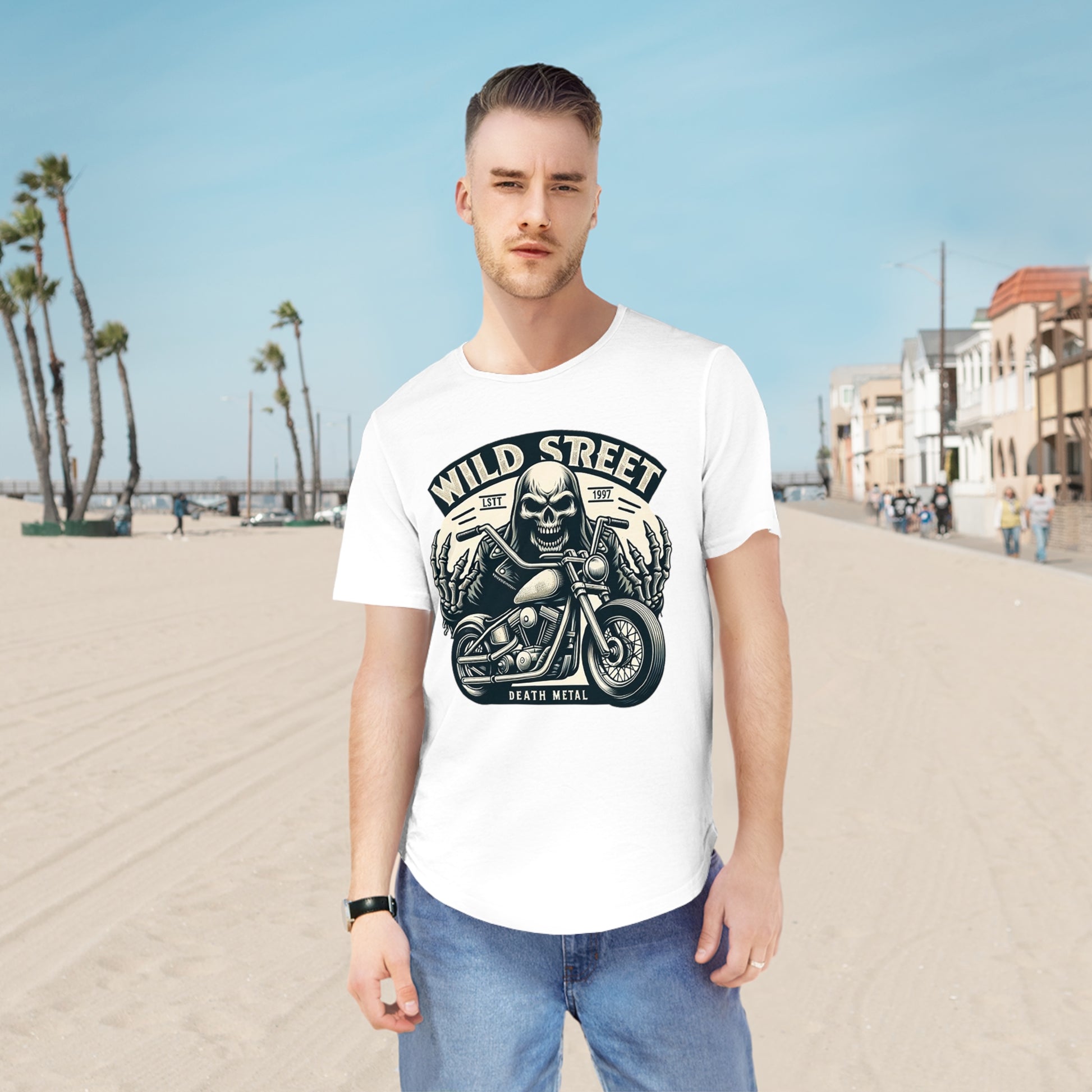 WILD STREET DEATH METAL-Men's Jersey Curved Hem Tee