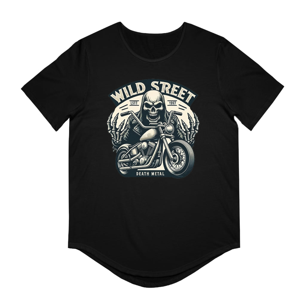 WILD STREET DEATH METAL-Men's Jersey Curved Hem Tee
