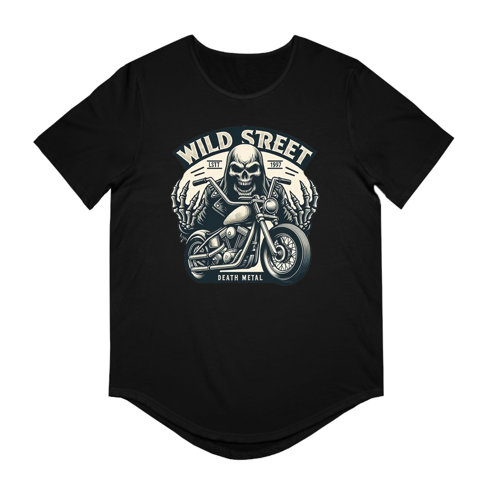 WILD STREET DEATH METAL-Men's Jersey Curved Hem Tee