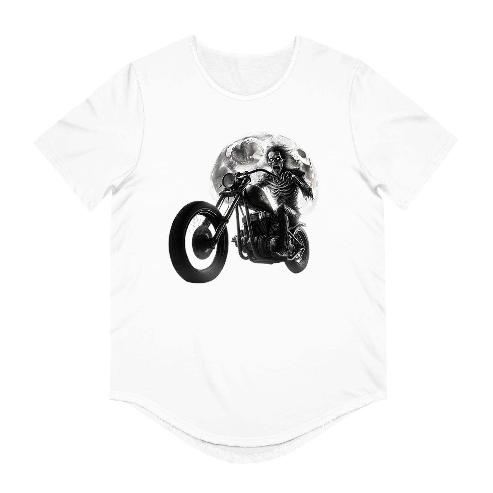 GHOST RIDER FULL MOON-Men's Jersey Curved Hem Tee