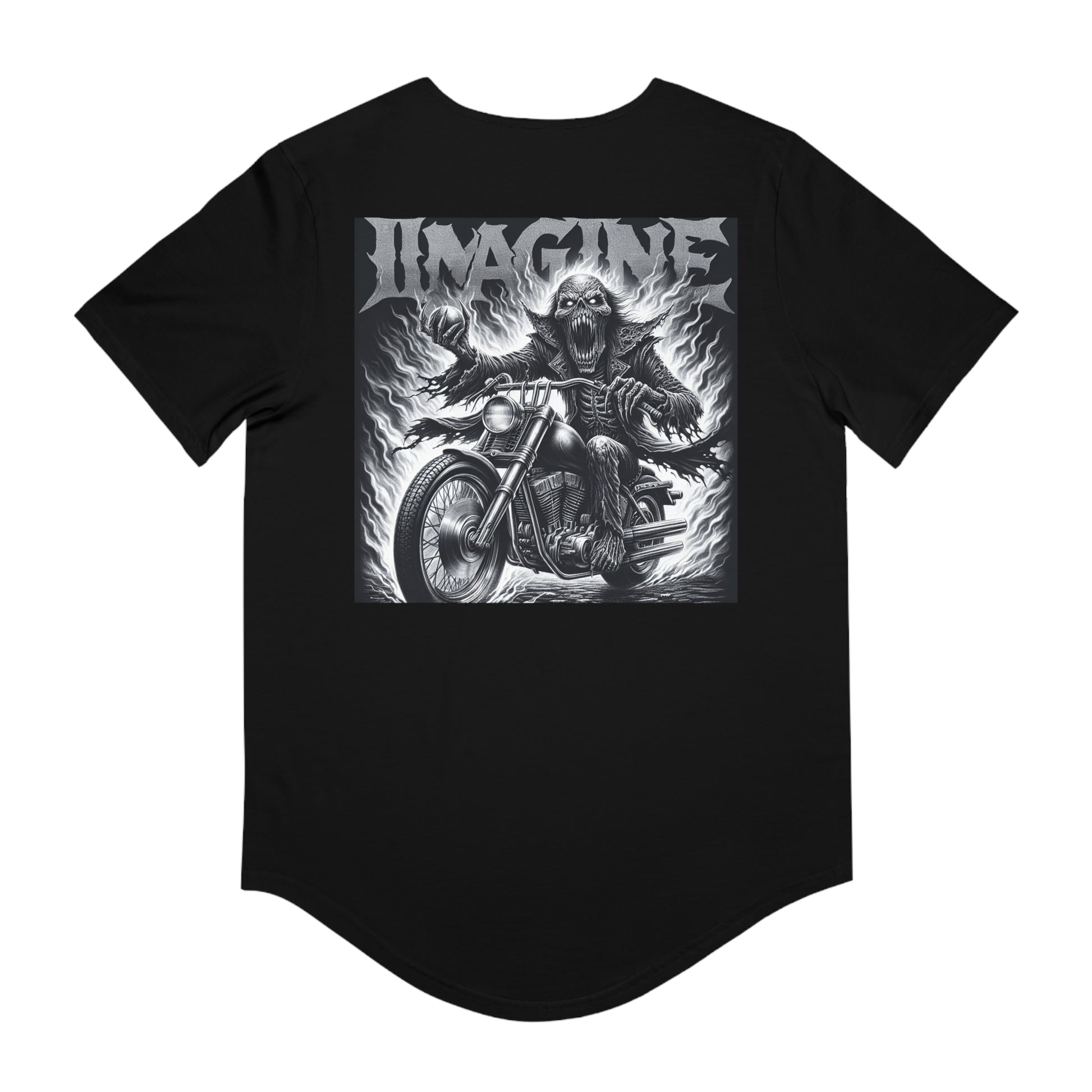 Men's Motorcycle Graphic Tee, Edgy Biker Shirt, Skulls and Flames Design, Perfect for Rides, Festivals, and Everyday Coolness