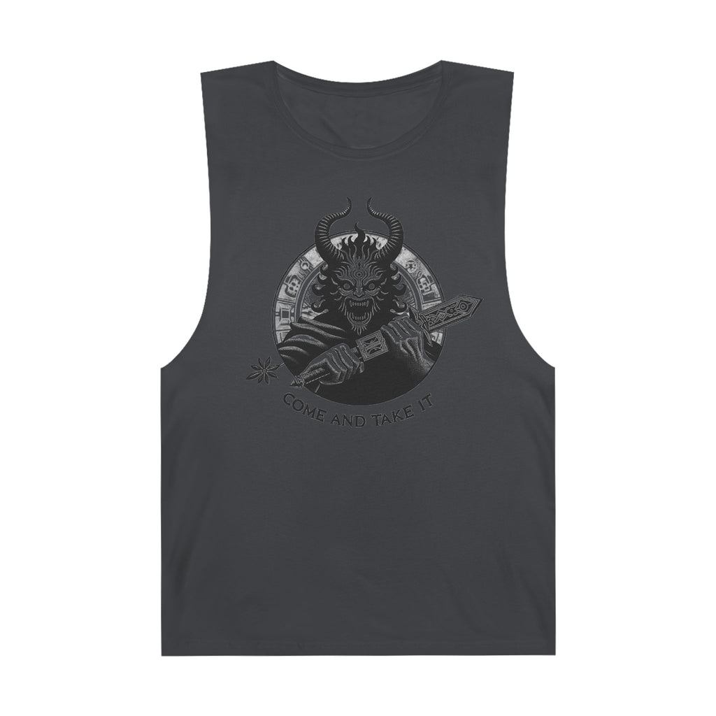 Come and Take It Demon Sleeveless Tee-Gothic Tank Top – Edgy Graphic Sleeveless Tee, Alternative Style