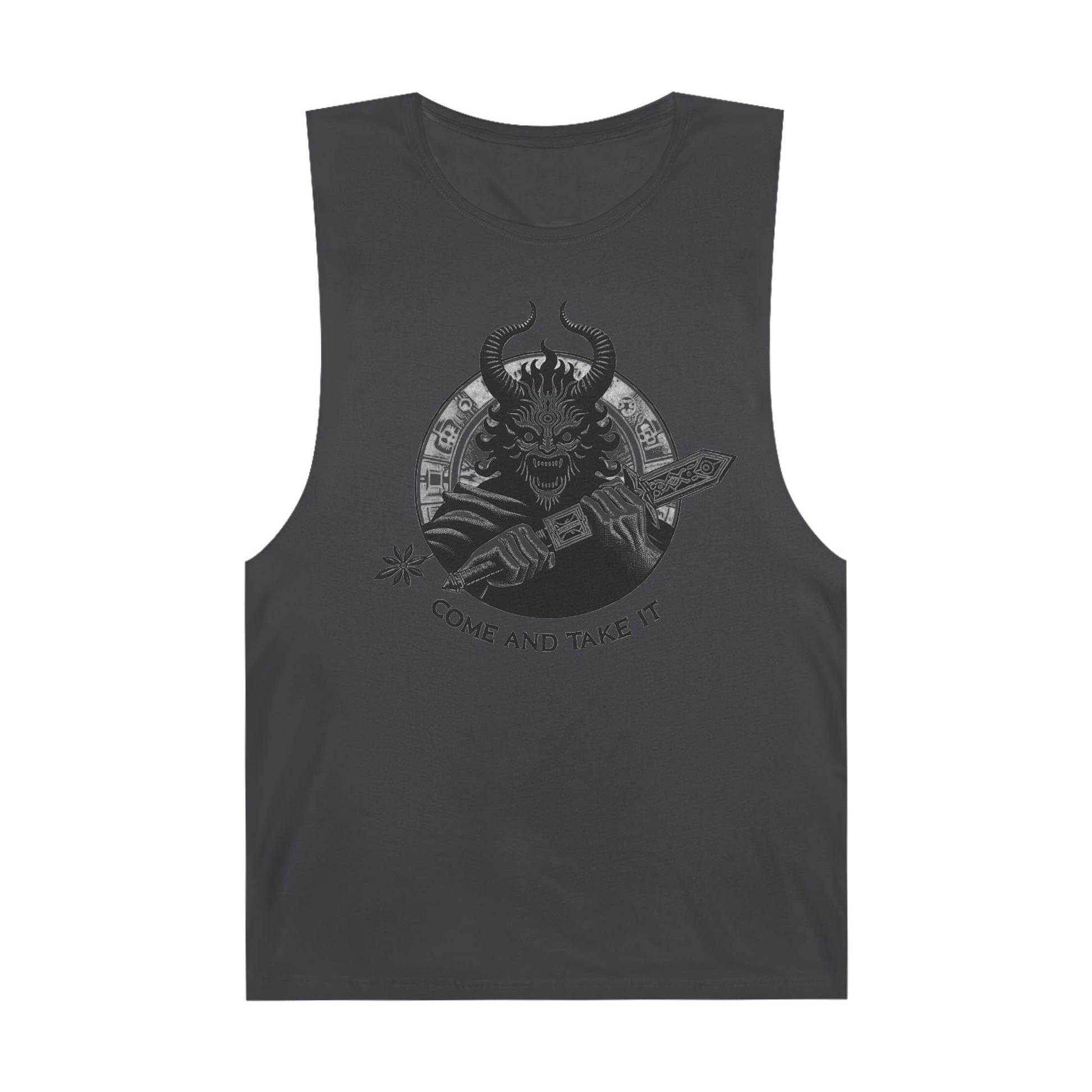 Come and Take It Demon Sleeveless Tee-Gothic Tank Top – Edgy Graphic Sleeveless Tee, Alternative Style