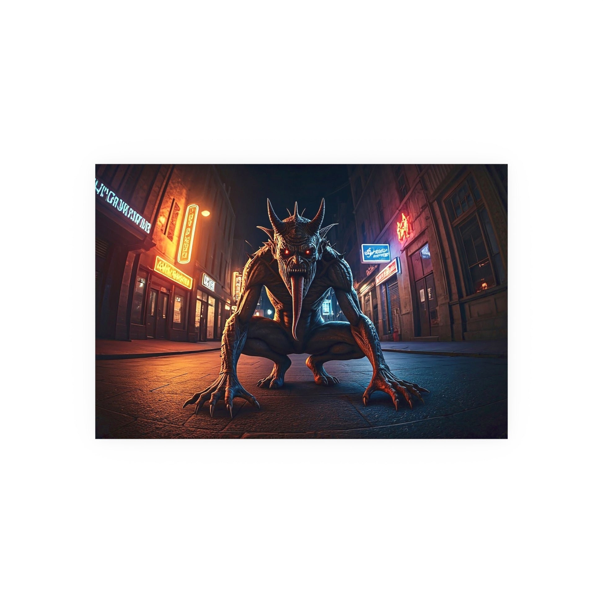 Demon on the Streets at Night Satin and Archival Matte Poster
