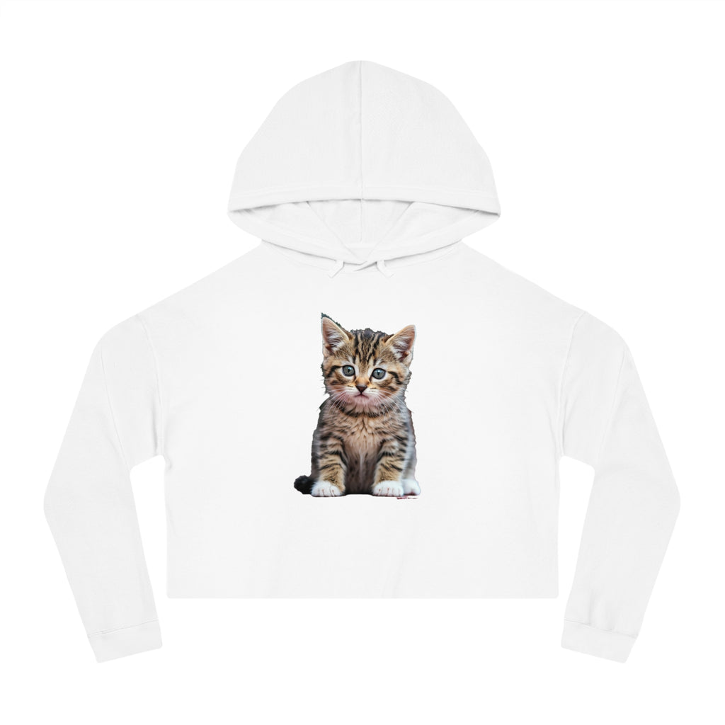 Cute Kitty Womens Cropped Hooded Sweatshirt
