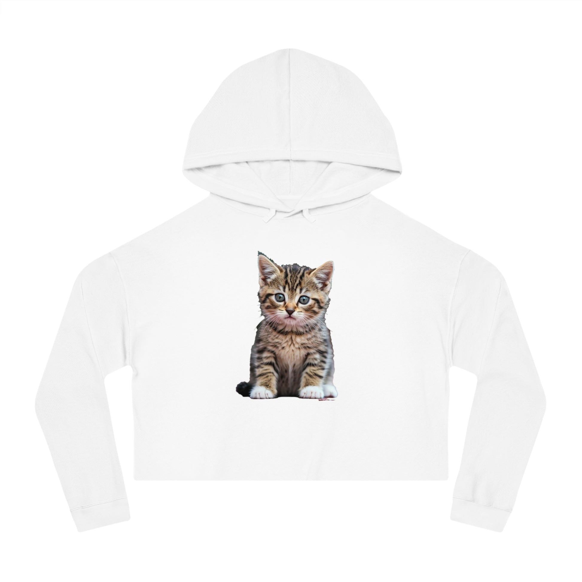 Cute Kitty Womens Cropped Hooded Sweatshirt