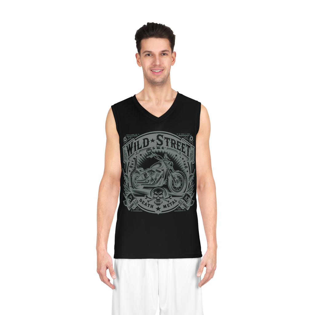 Wild Street Death Metal Biker Basketball Jersey (AOP)