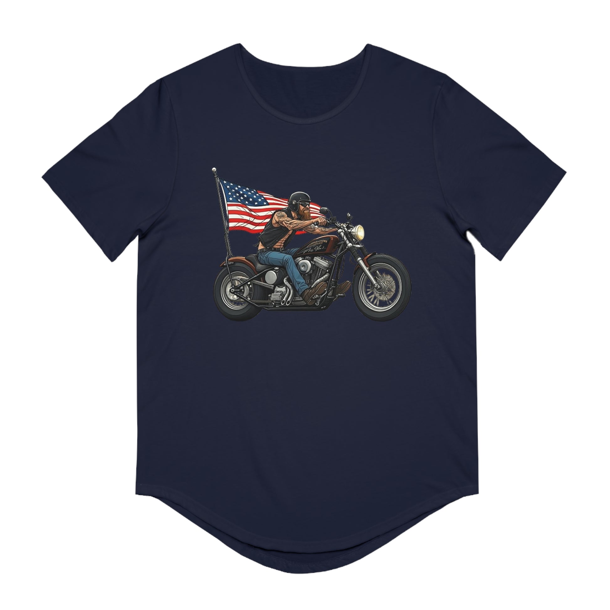 American Biker Curved Hem Tee-Motorcycle Freedom Tee
