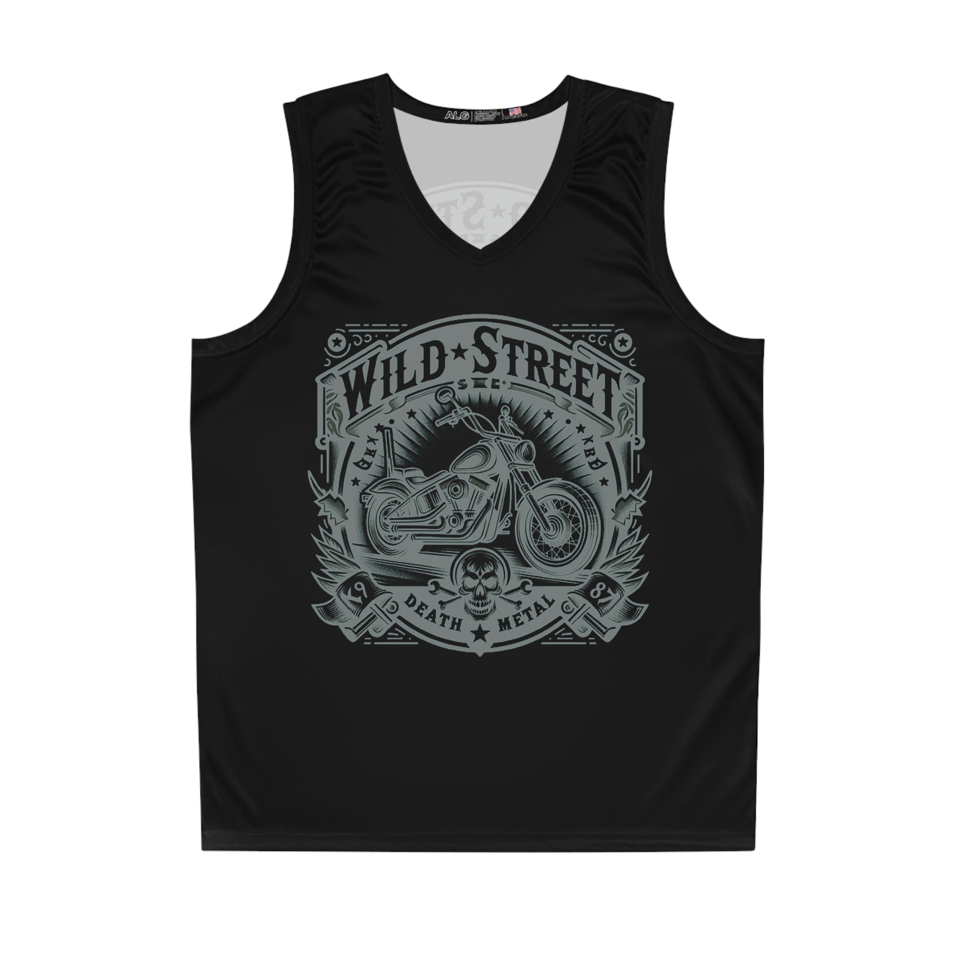 Wild Street Death Metal Biker Basketball Jersey (AOP)