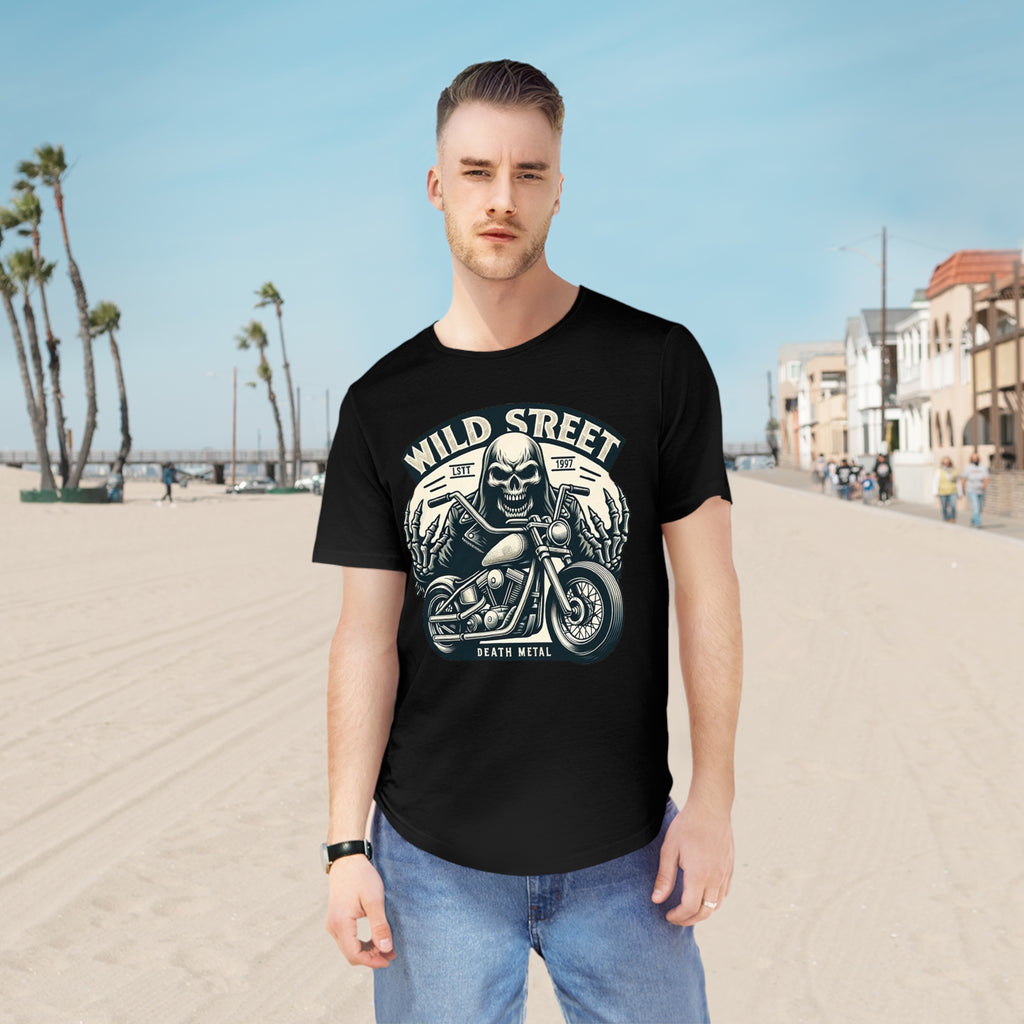 WILD STREET DEATH METAL-Men's Jersey Curved Hem Tee