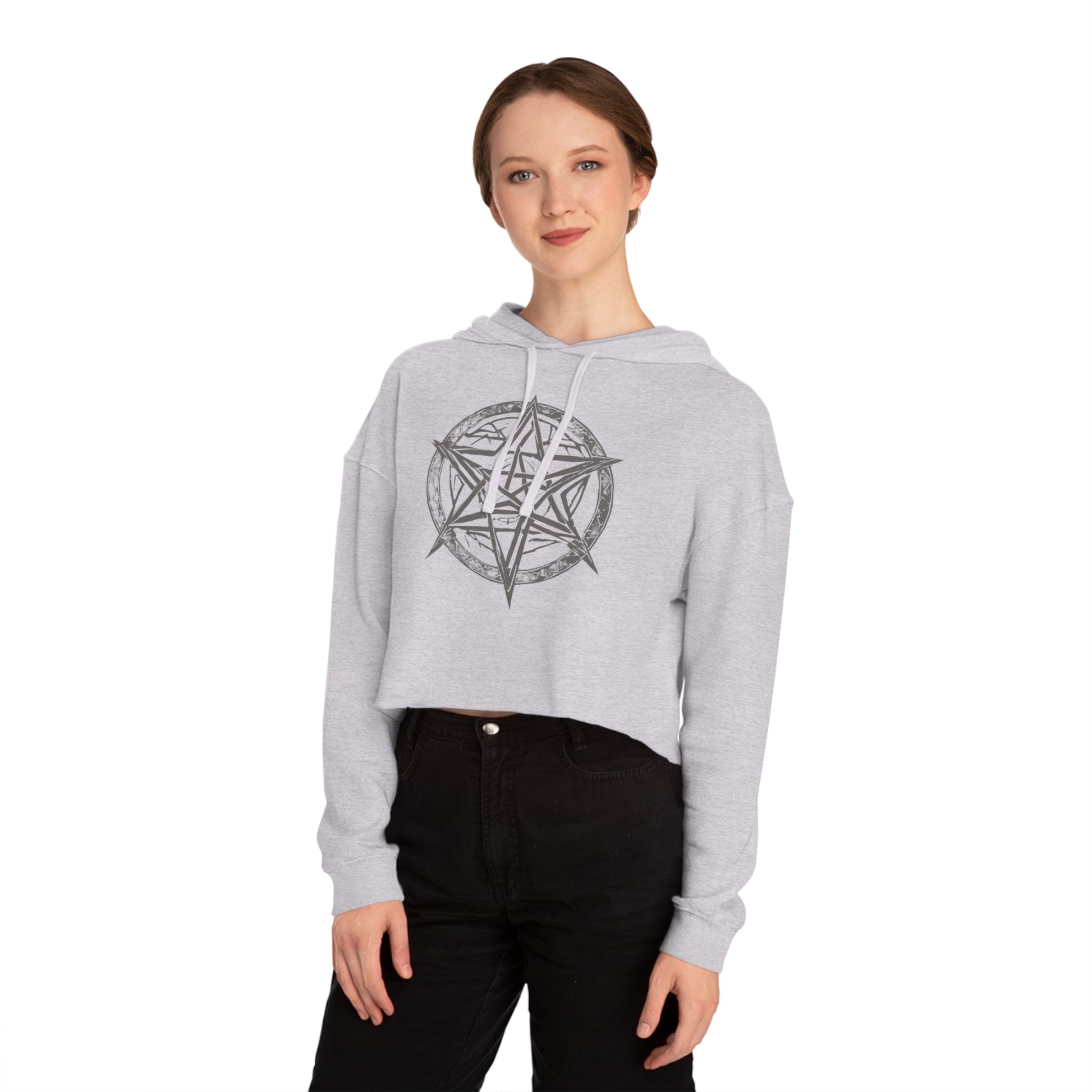Pentagram Womens Cropped Hooded Sweatshirt