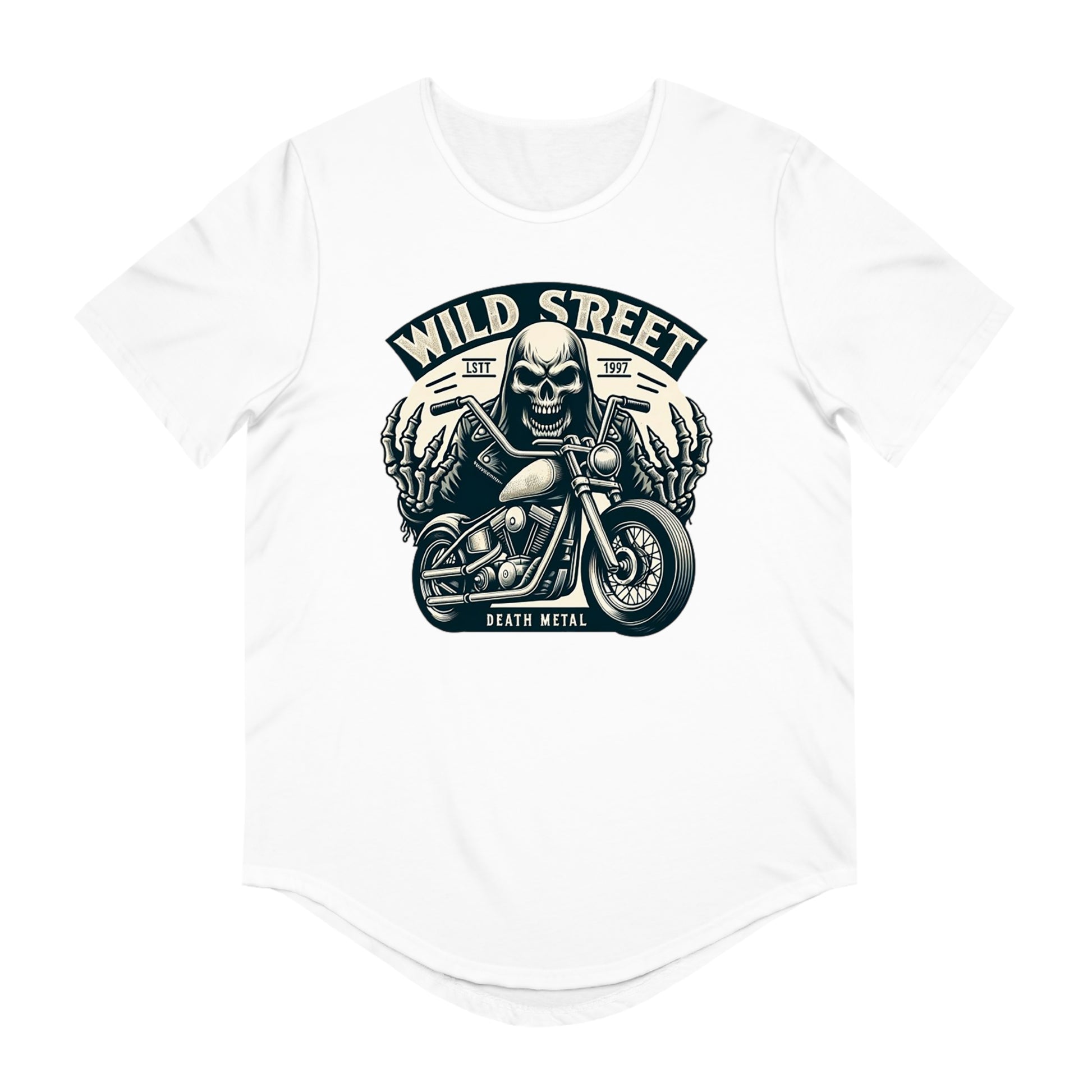 WILD STREET DEATH METAL-Men's Jersey Curved Hem Tee