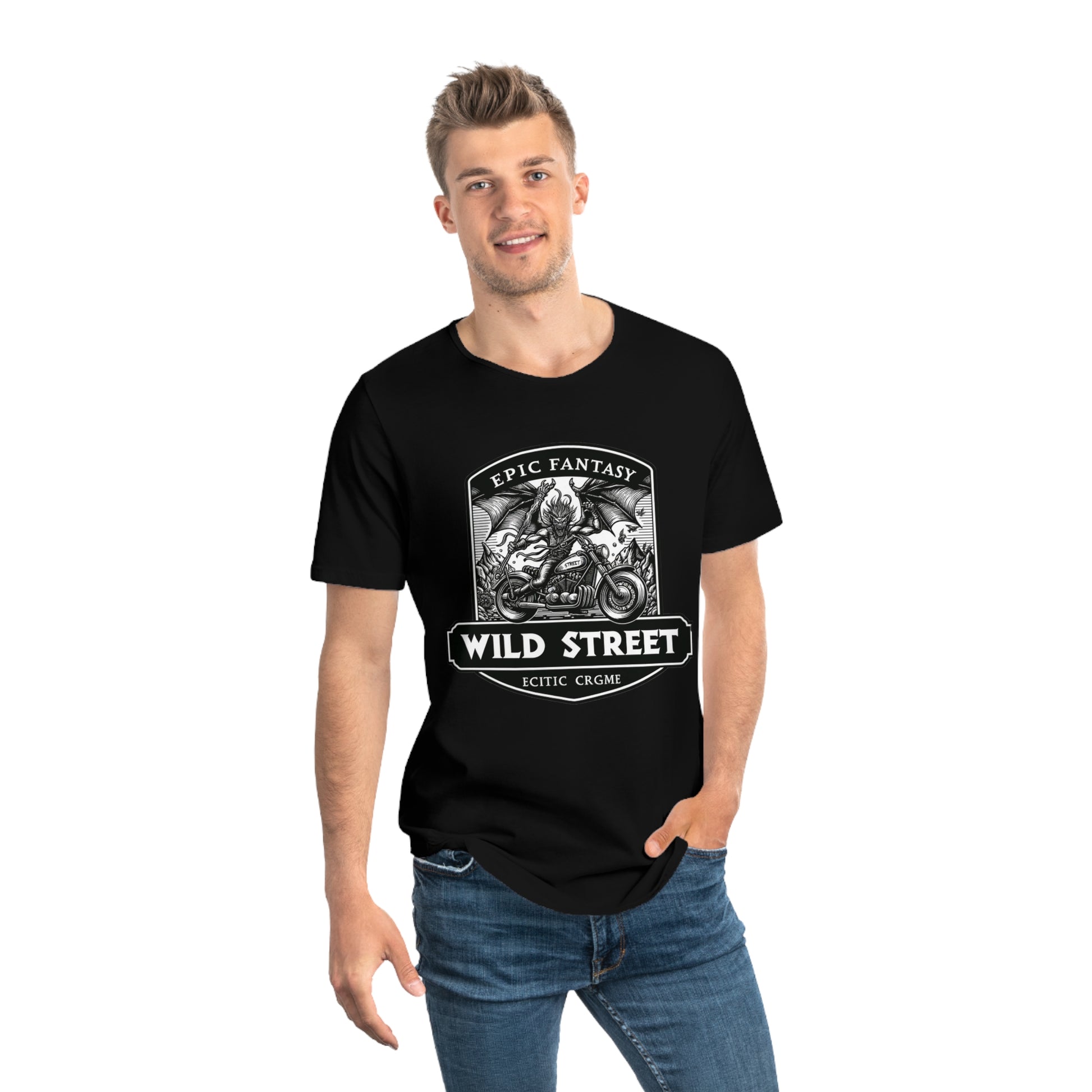 EPIC FANTASY-Men's Jersey Curved Hem Tee
