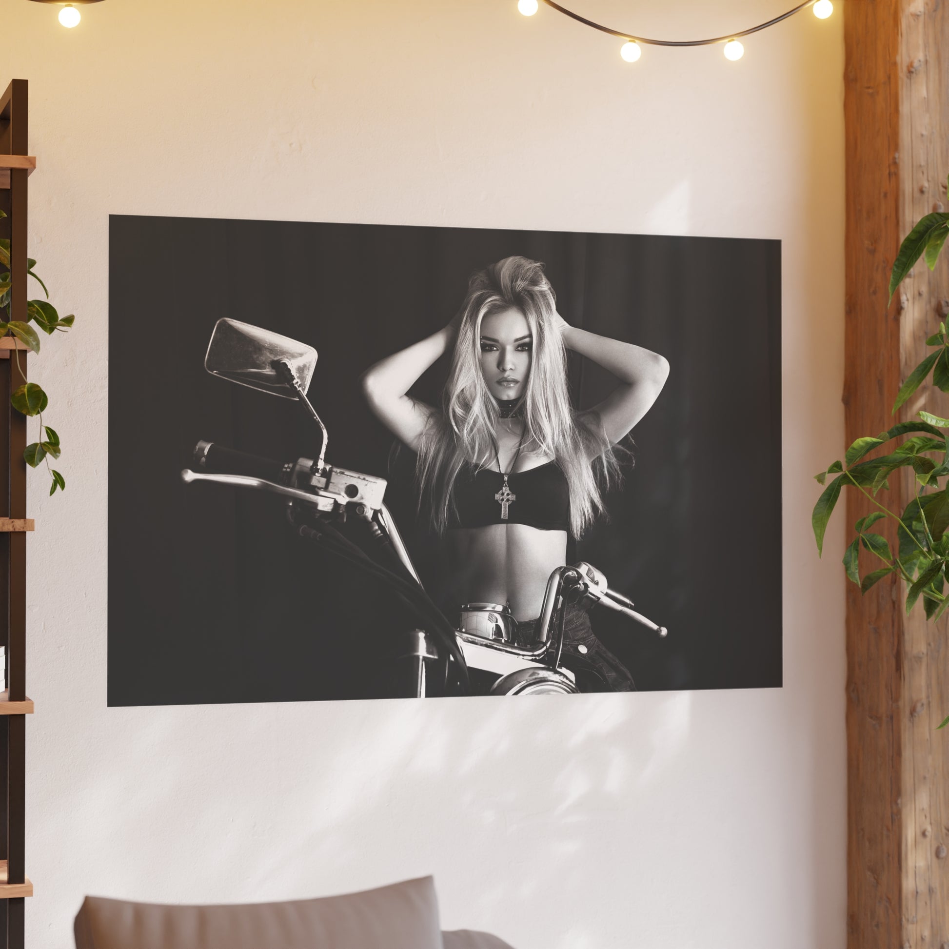 Blonde Biker Babe Satin and Archival Matte Poster