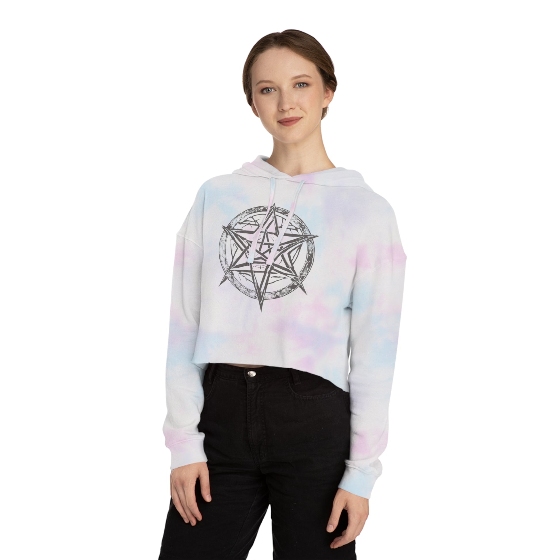 Pentagram Womens Cropped Hooded Sweatshirt