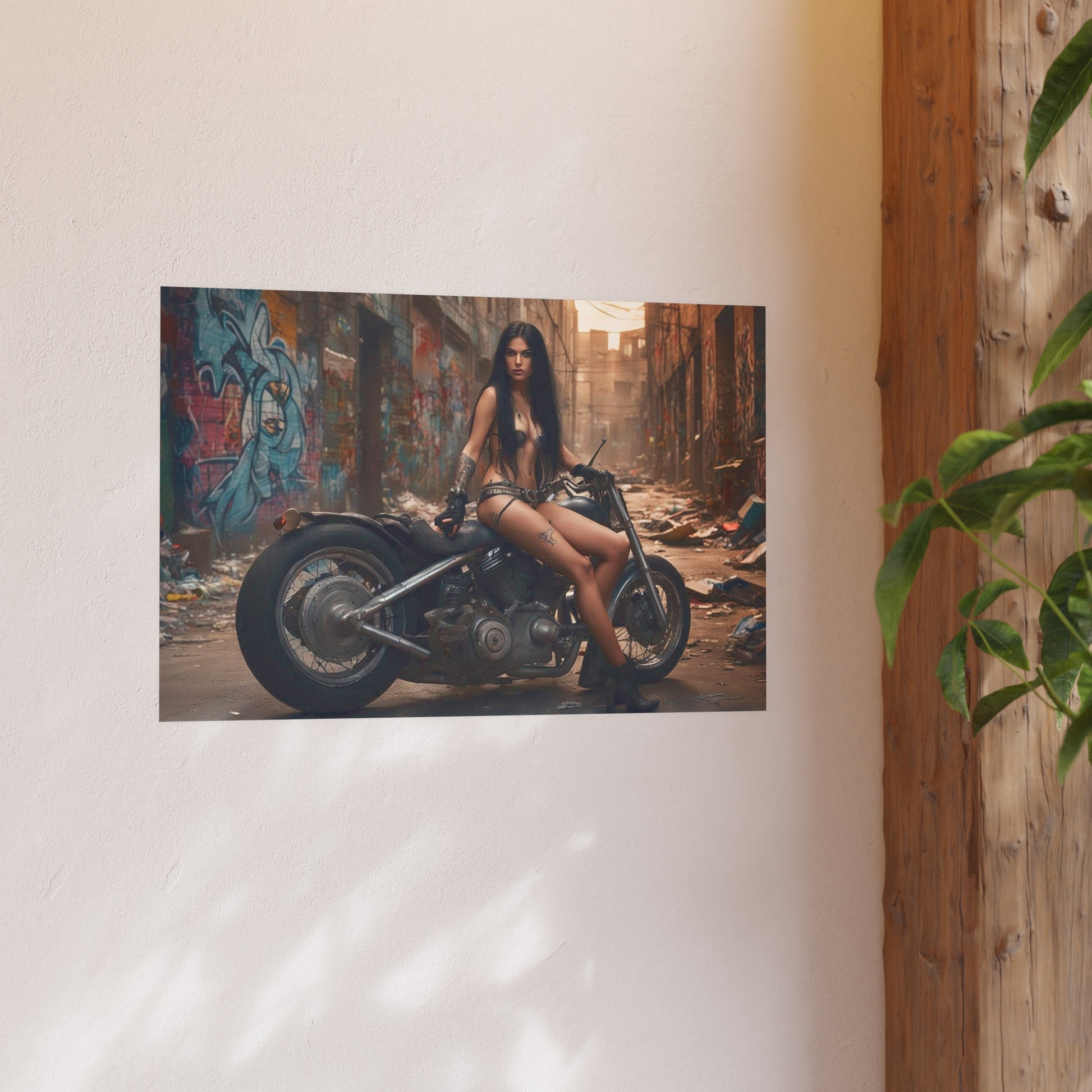 Dystopian Biker Girl Satin and Archival Matte Poster