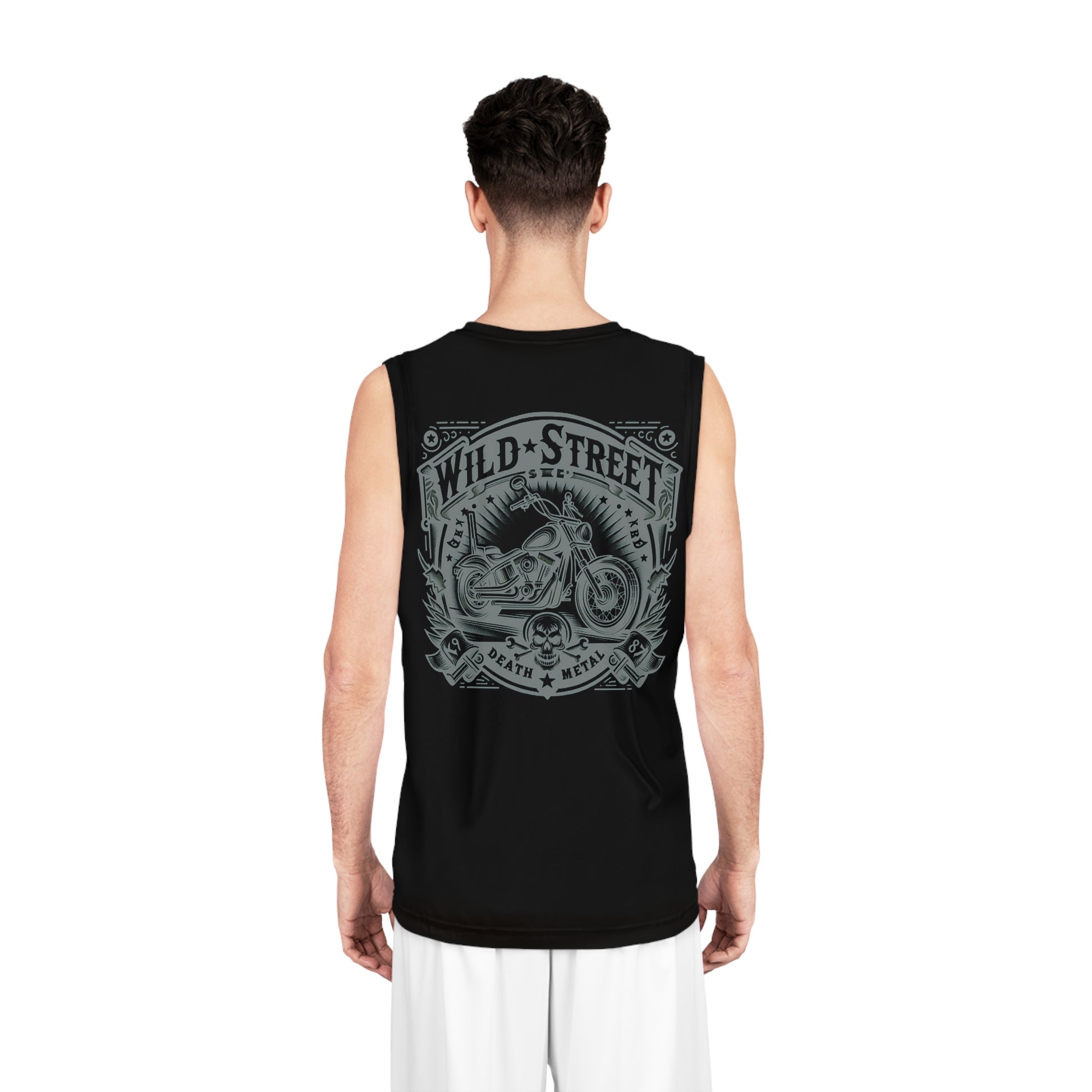 Wild Street Death Metal Biker Basketball Jersey (AOP)