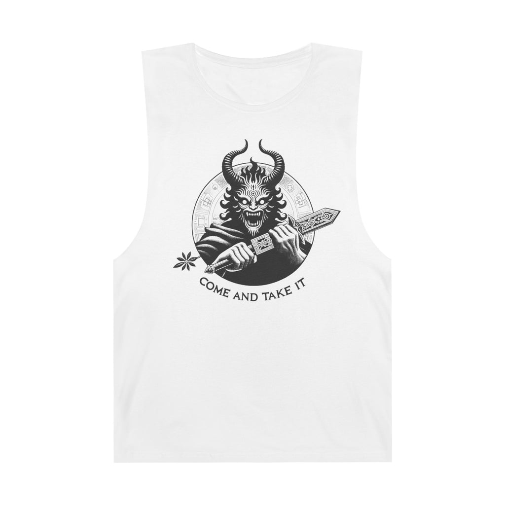 Come and Take It Demon Sleeveless Tee-Gothic Tank Top – Edgy Graphic Sleeveless Tee, Alternative Style