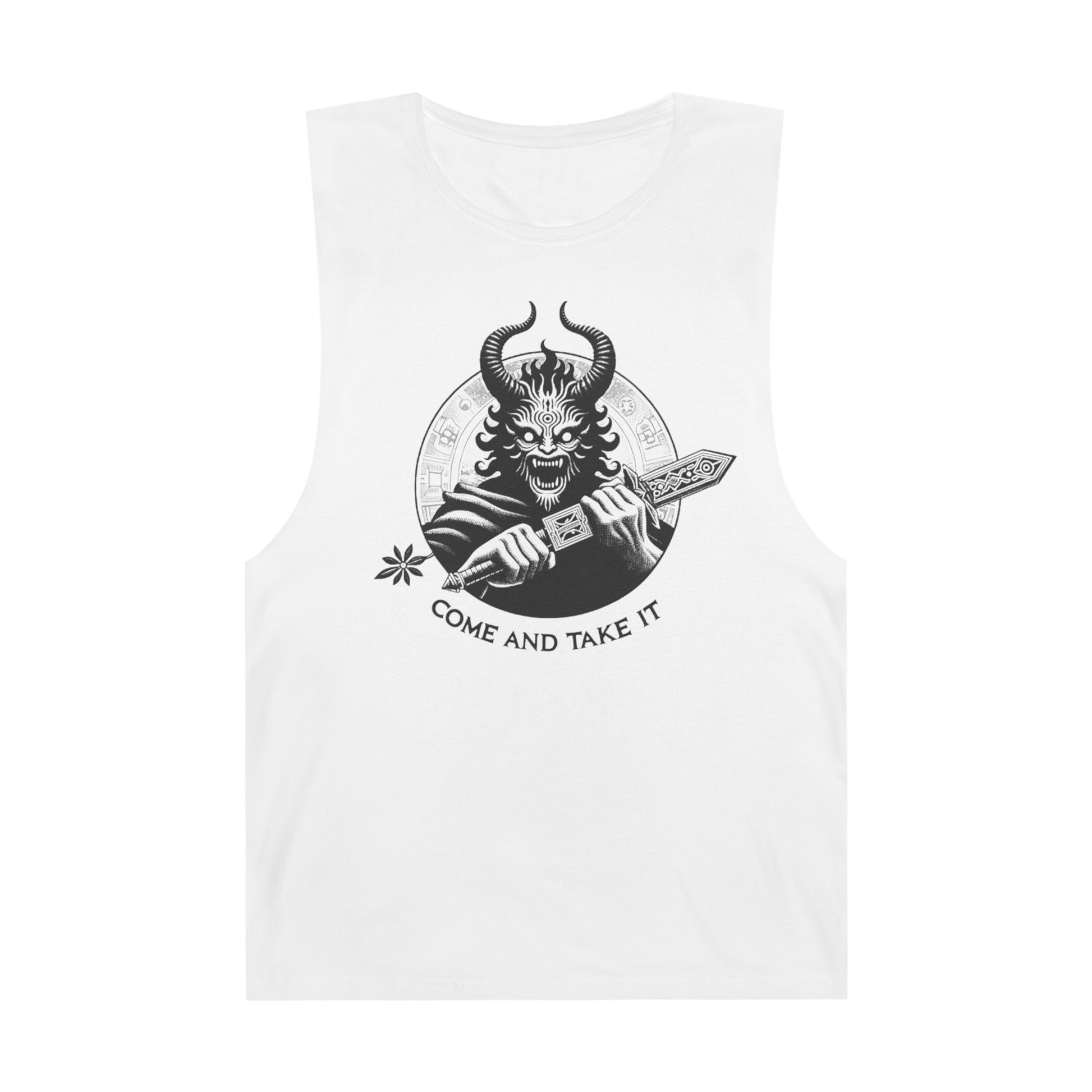 Come and Take It Demon Sleeveless Tee-Gothic Tank Top – Edgy Graphic Sleeveless Tee, Alternative Style